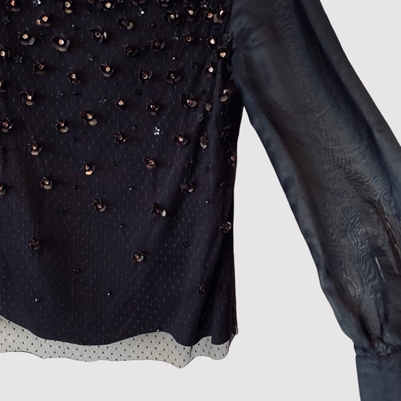 RED VALENTINO VINTAGE LONG SLEEVE EMBELLISHED RHINESTONES PULLOVER BLOUSE SIZE M - Picture 15 of 16